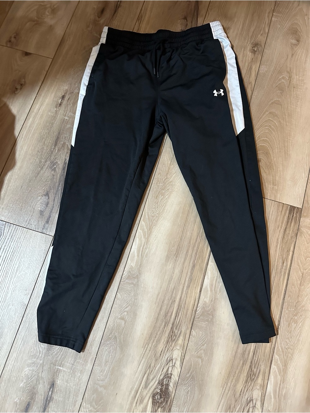 Under Armour Black Joggers with White Side Panels - Kids